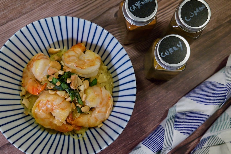 Curried Shrimp with Spaghetti Squash