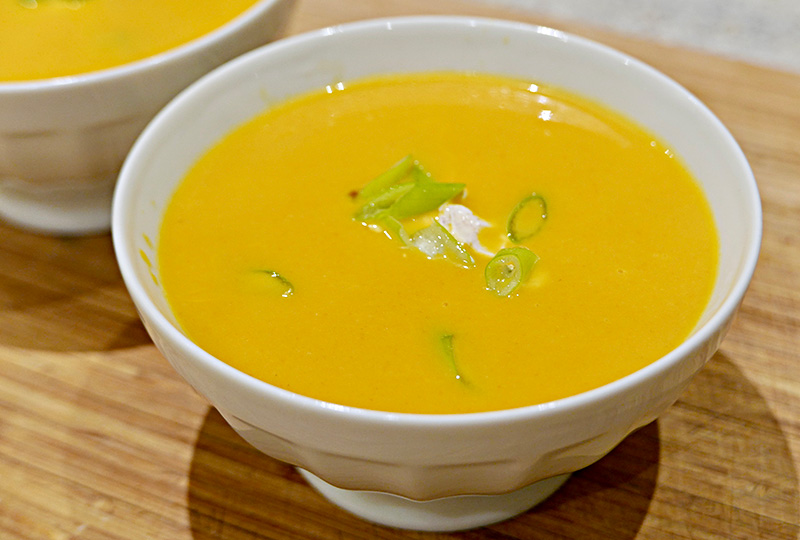 Ginger Carrot Soup with Spiced Yogurt