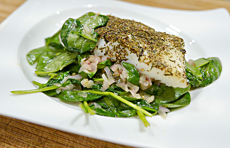 Whitefish Provencal with Spinach Salad