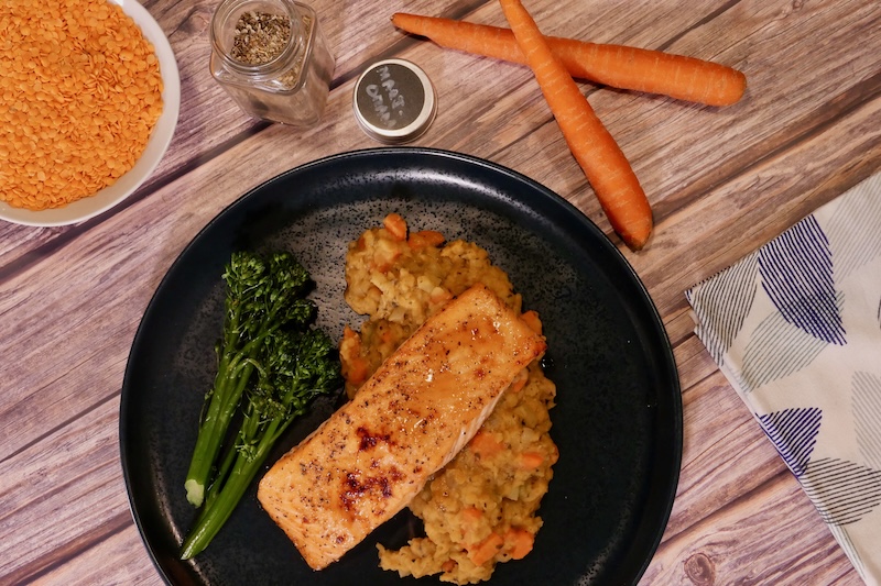 Maple Glazed Salmon with Lentils