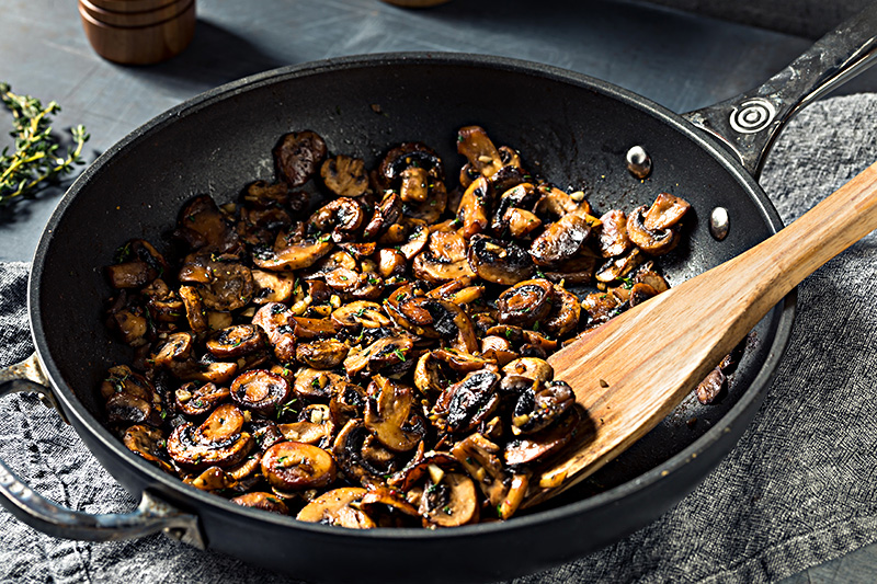 London Broil with Mushrooms Sauteed in Cognac