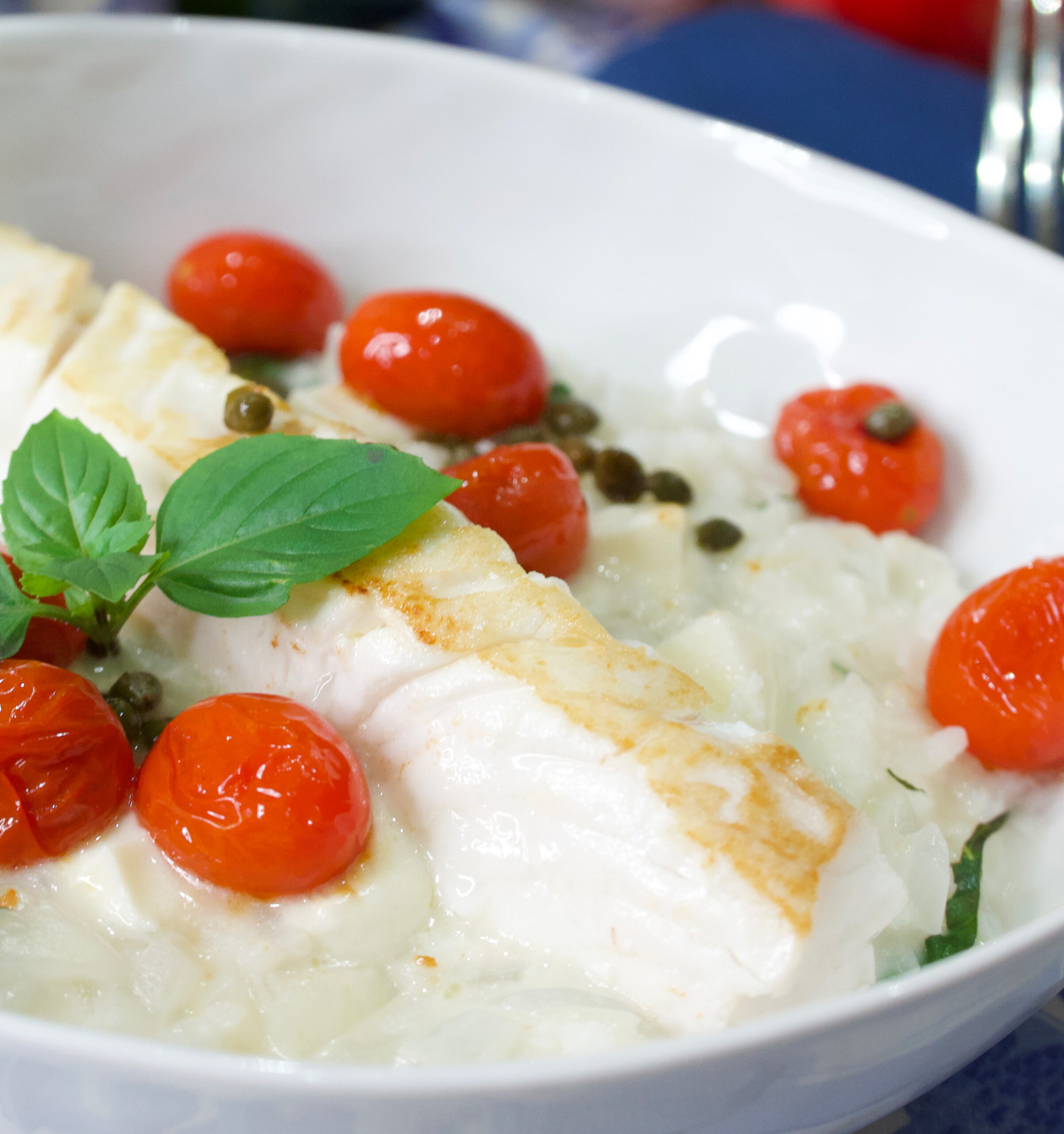 Risotto Caprese with Whitefish