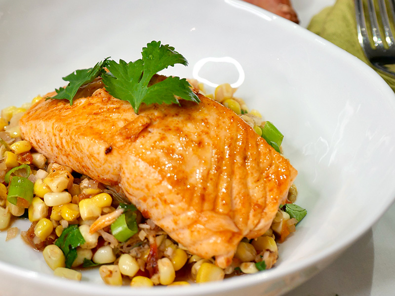 Roasted Salmon and Corn Relish – Coumadin-Safe Version