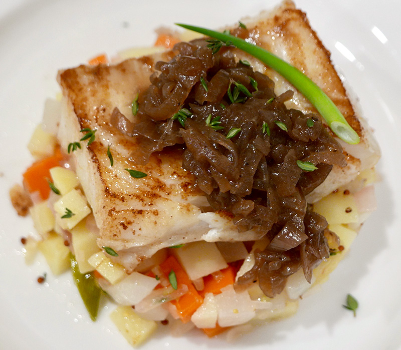 Whitefish with Root Vegetables in Warm Vinaigrette