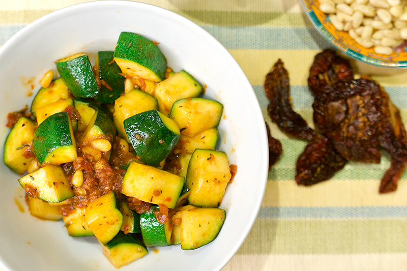 Zucchini with Sun Dried Tomatoes