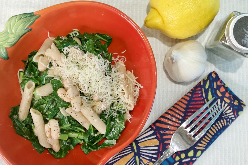 Parmesan Pasta with Beans & Greens