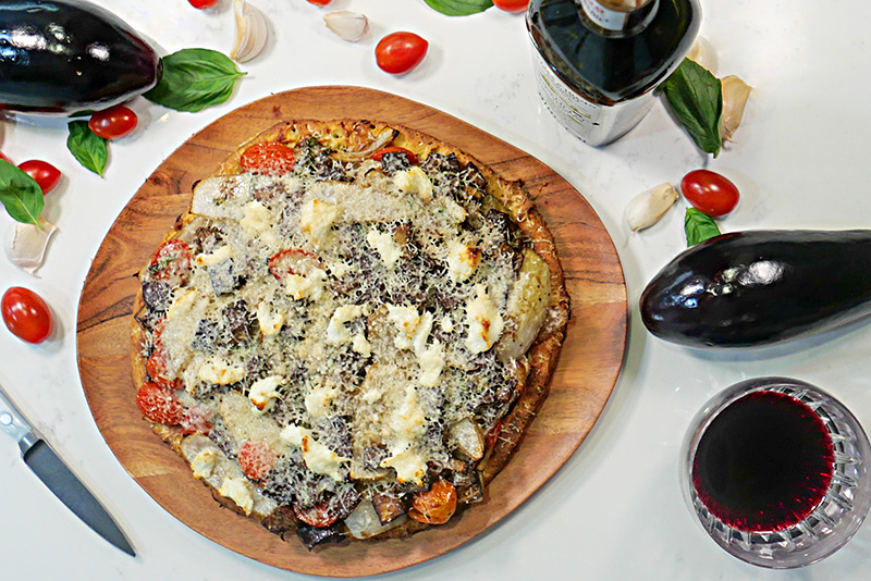 Roasted Eggplant and Goat Cheese Pizza with Whole Wheat Pizza Dough